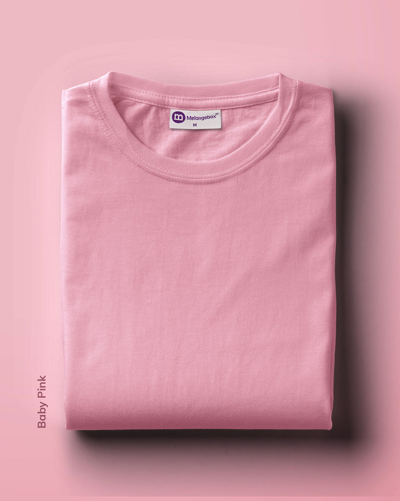 Melangebox Half Sleeves Crew Neck: Baby Pink