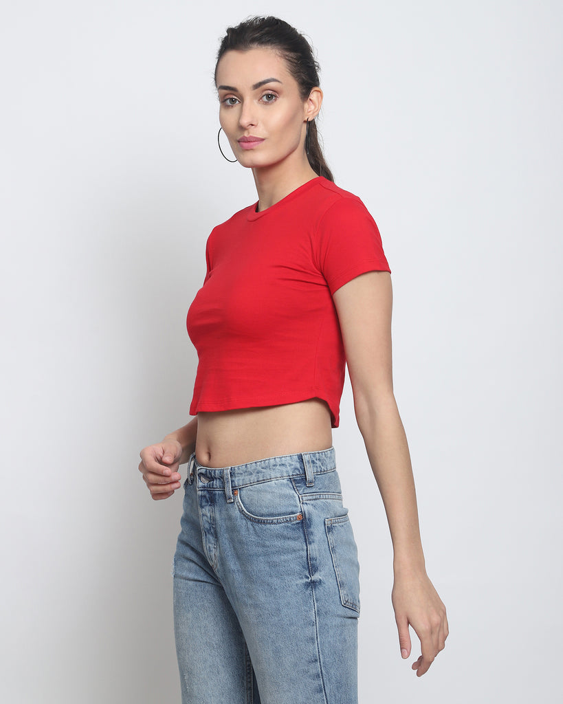 Melangebox Crop Top: Solid Red