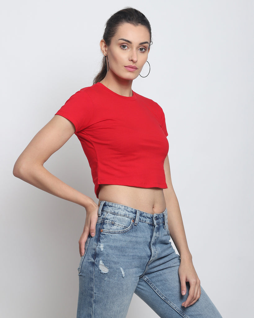 Melangebox Crop Top: Solid Red