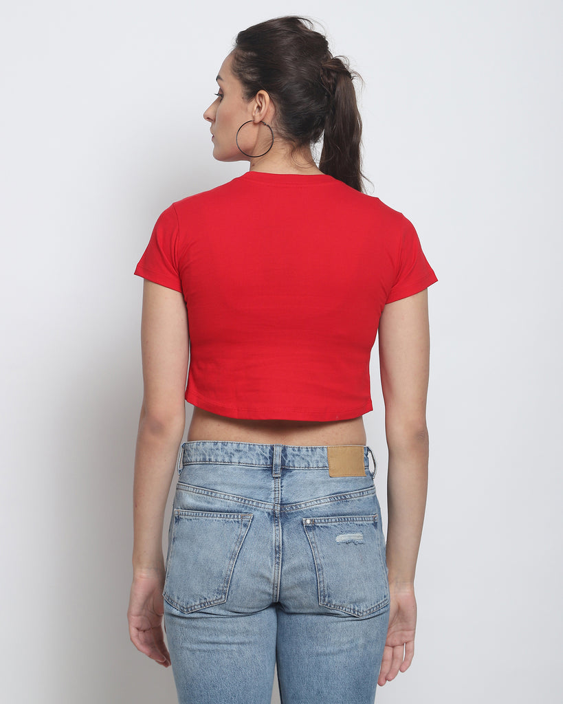 Melangebox Crop Top: Solid Red