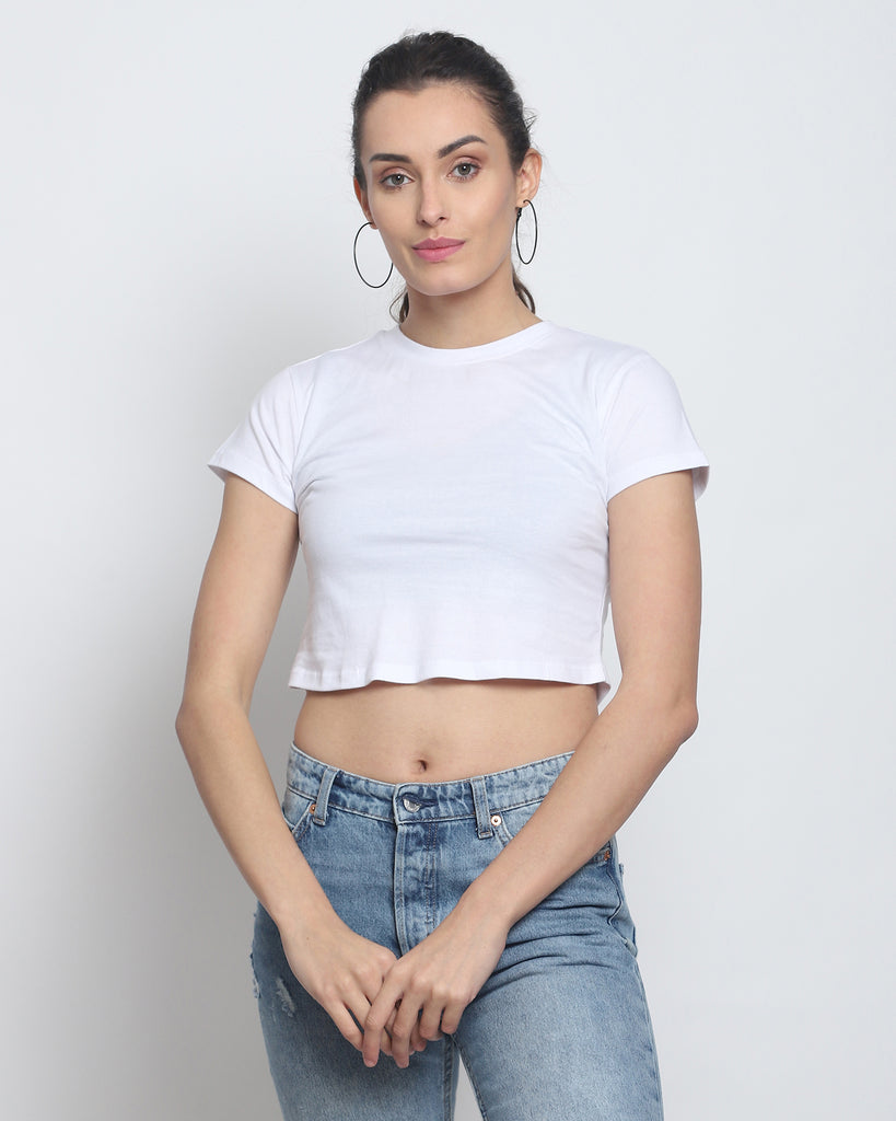 Melangebox Crop Top: Solid White