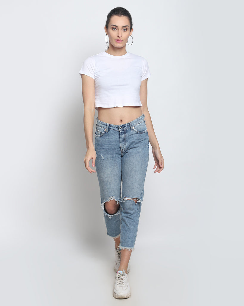 Melangebox Crop Top: Solid White