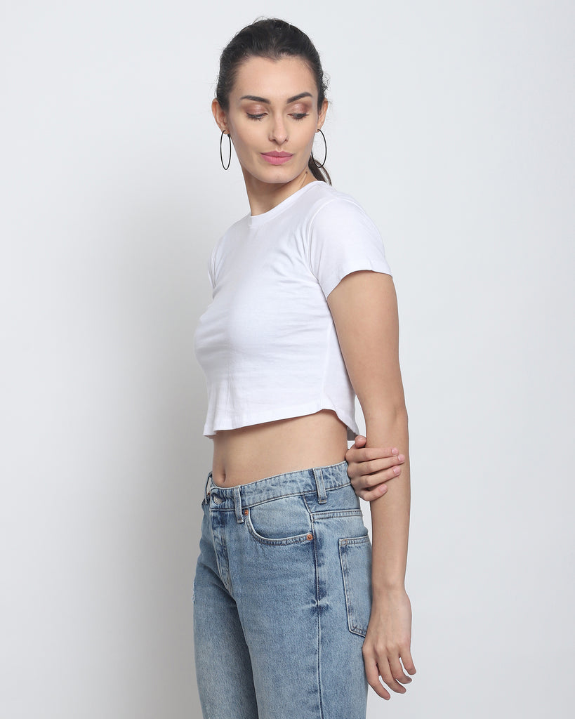 Melangebox Crop Top: Solid White