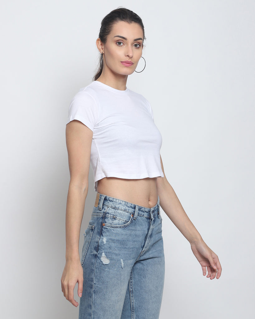 Melangebox Crop Top: Solid White