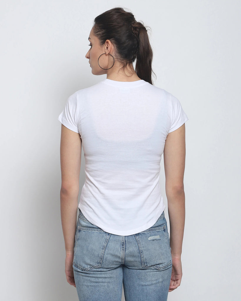 Melangebox Women Crew Neck Top: Solid White