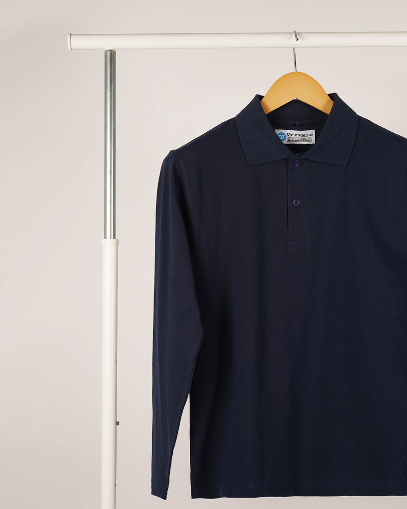 Full Sleeves Polo Tee: Navy Blue