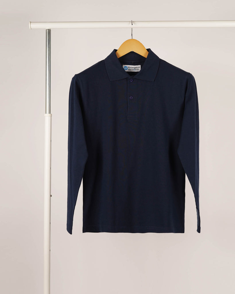 Full Sleeves Polo Tee: Navy Blue