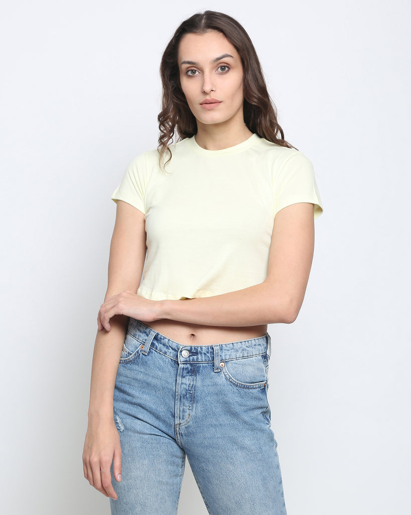 Melangebox Crop Top: Solid Lemon Chiffon