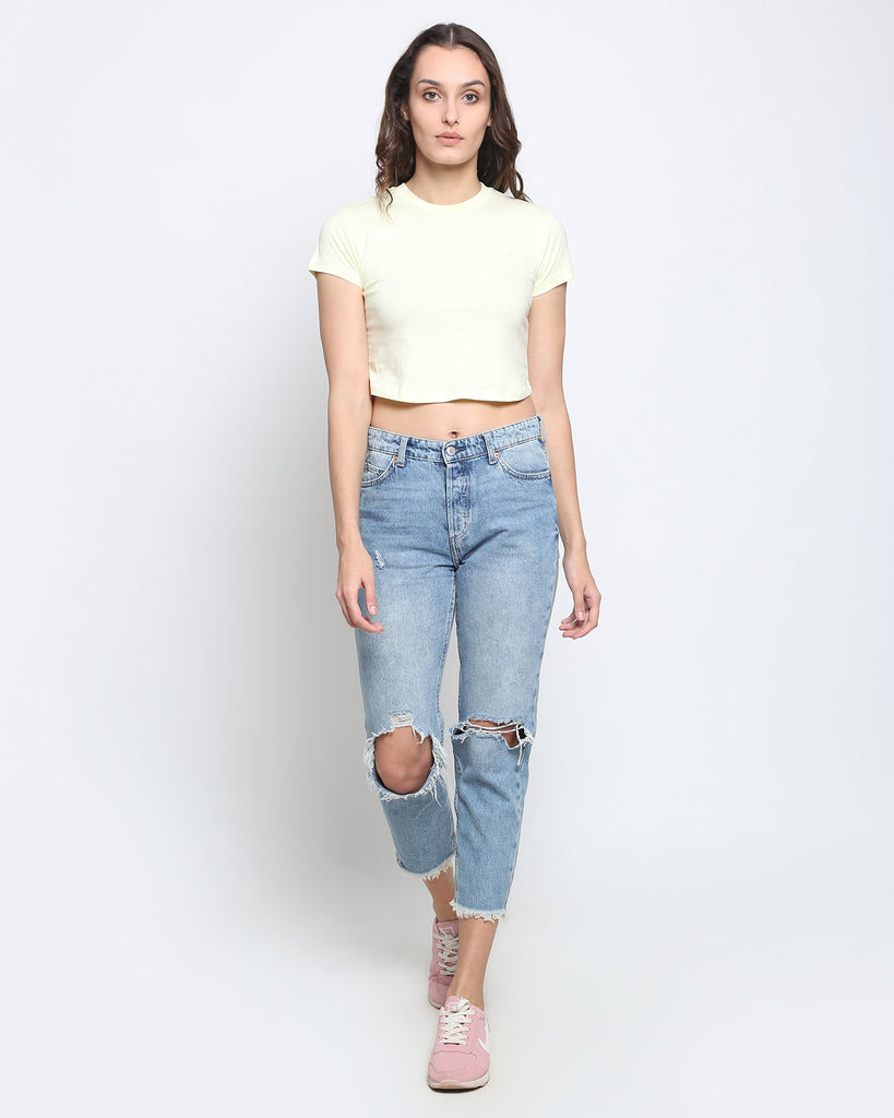 Melangebox Crop Top: Solid Lemon Chiffon