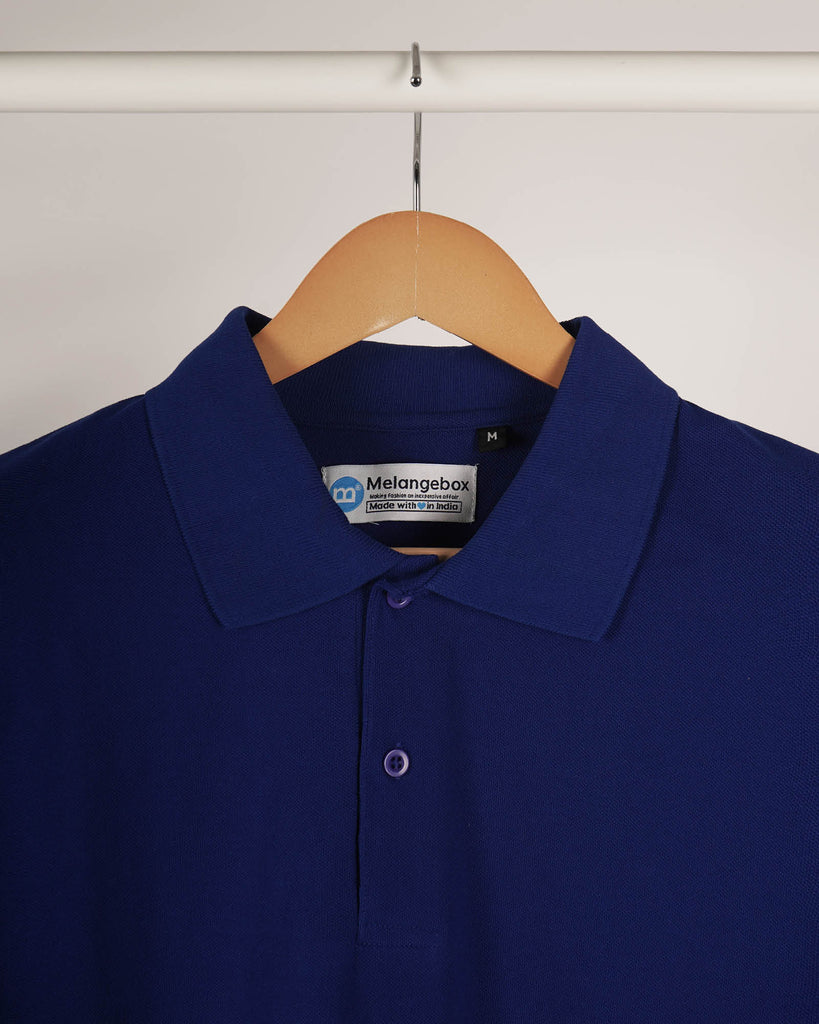 Melangebox Full Sleeves Polo Tee: Royal Blue