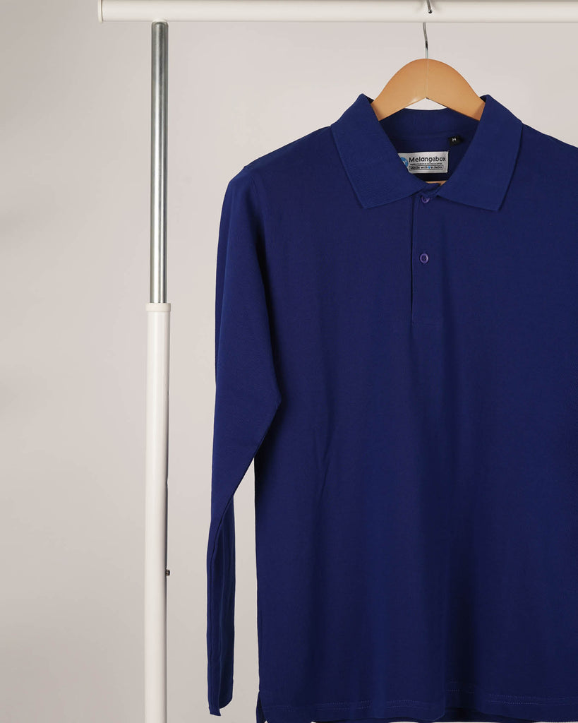 Full Sleeves Polo Tee: Royal Blue