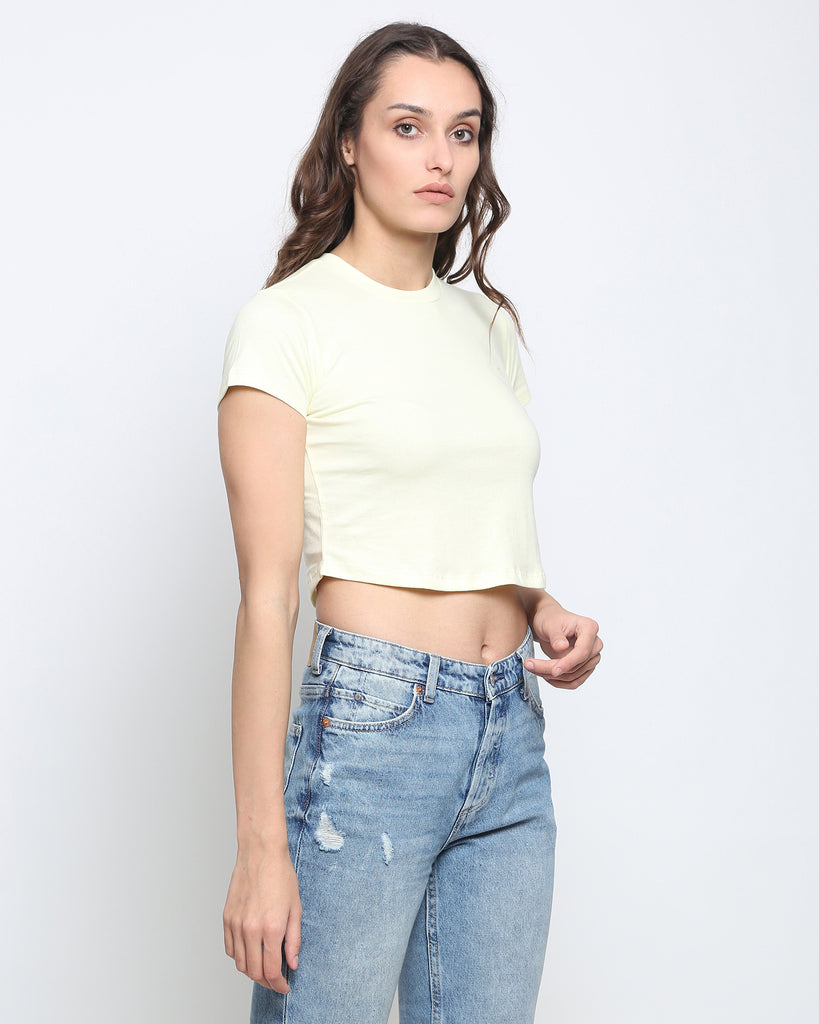 Melangebox Crop Top: Solid Lemon Chiffon