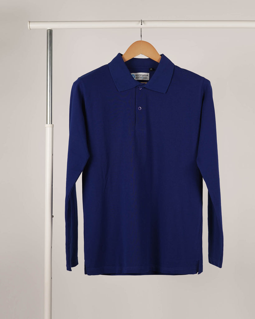 Melangebox Full Sleeves Polo Tee: Royal Blue