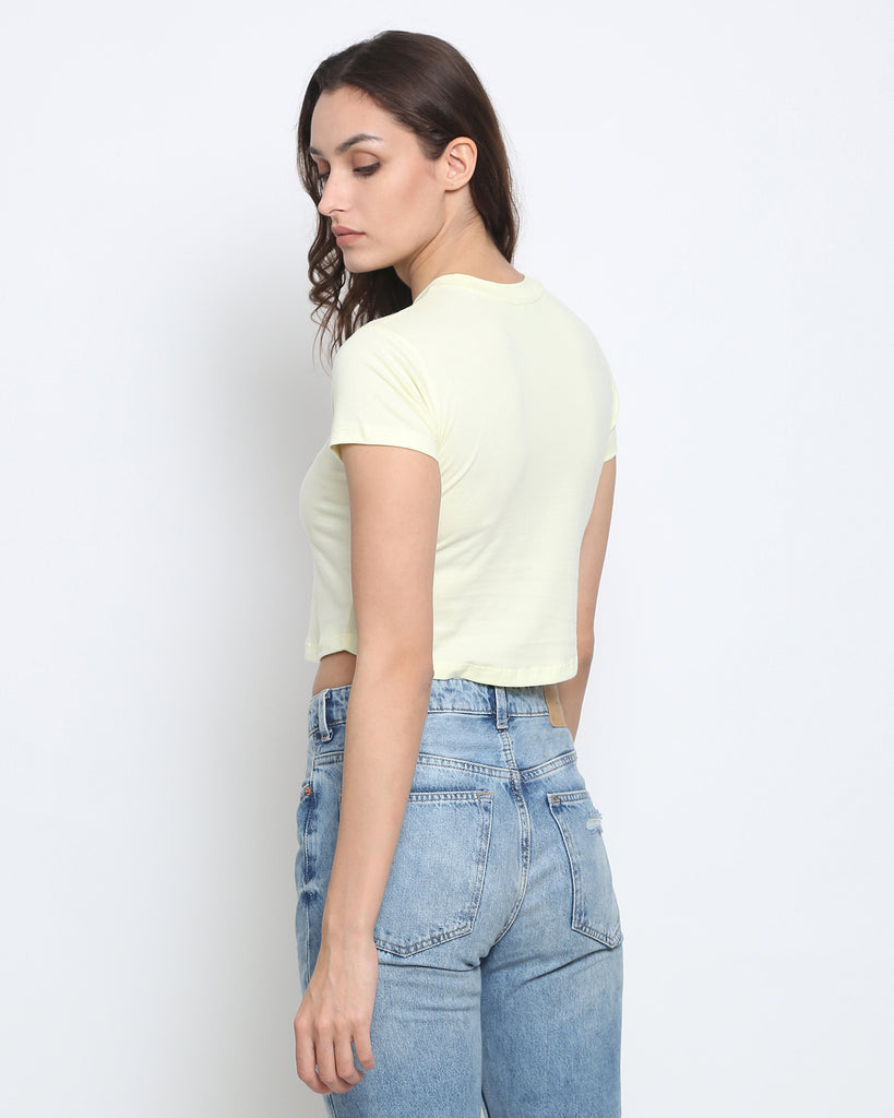 Crop Top: Solid Lemon Chiffon