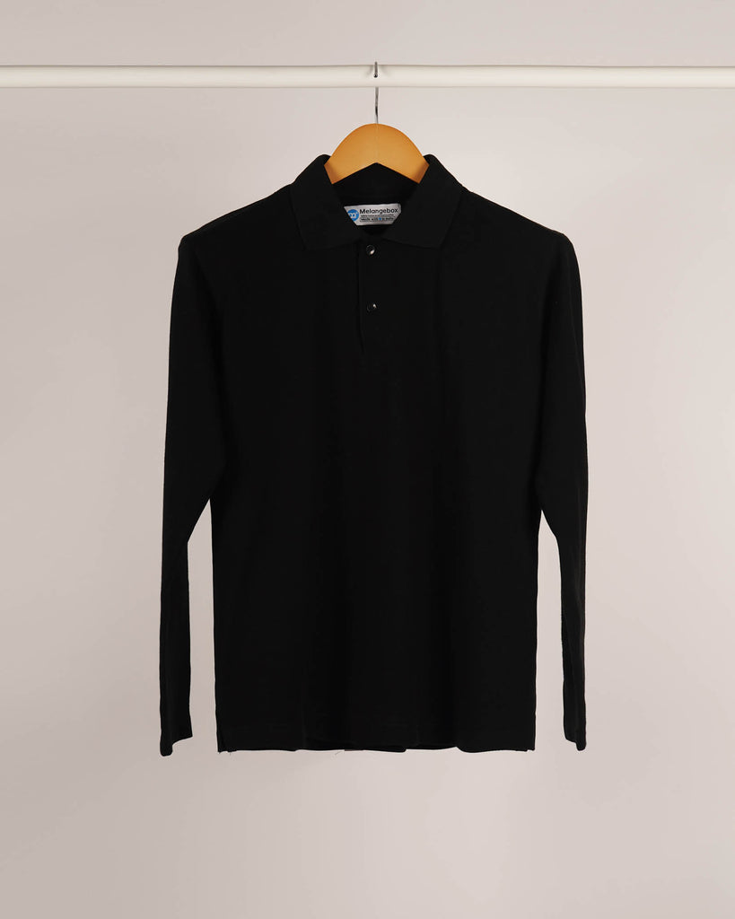 Melangebox Full Sleeves Polo Tee: The Black