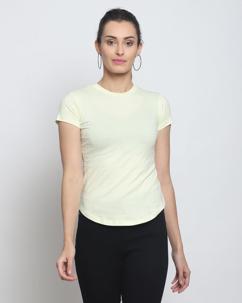 Women Crew Neck Top: Lemon Chiffon