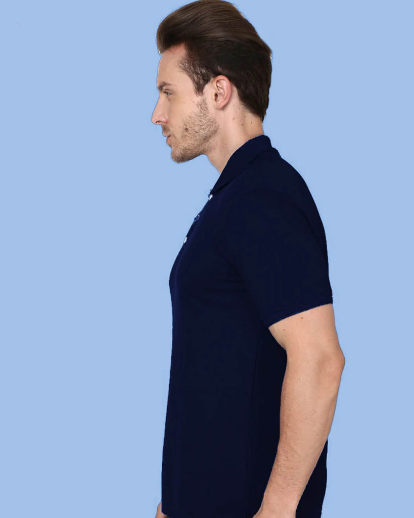 Melangebox Polo Tee: Navy Blue