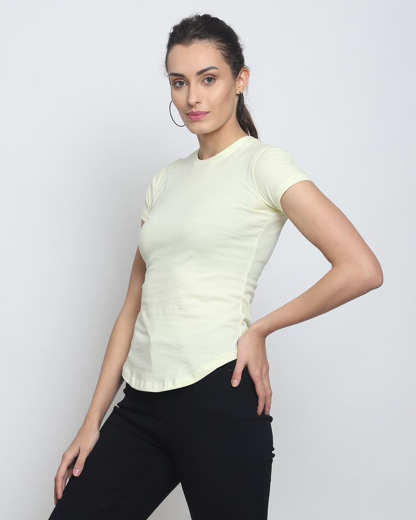 Melangebox Women Crew Neck Top: Lemon Chiffon