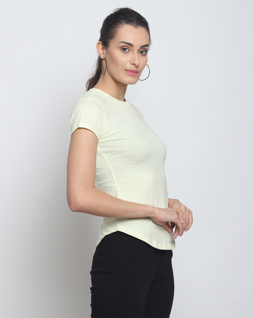 Melangebox Women Crew Neck Top: Lemon Chiffon