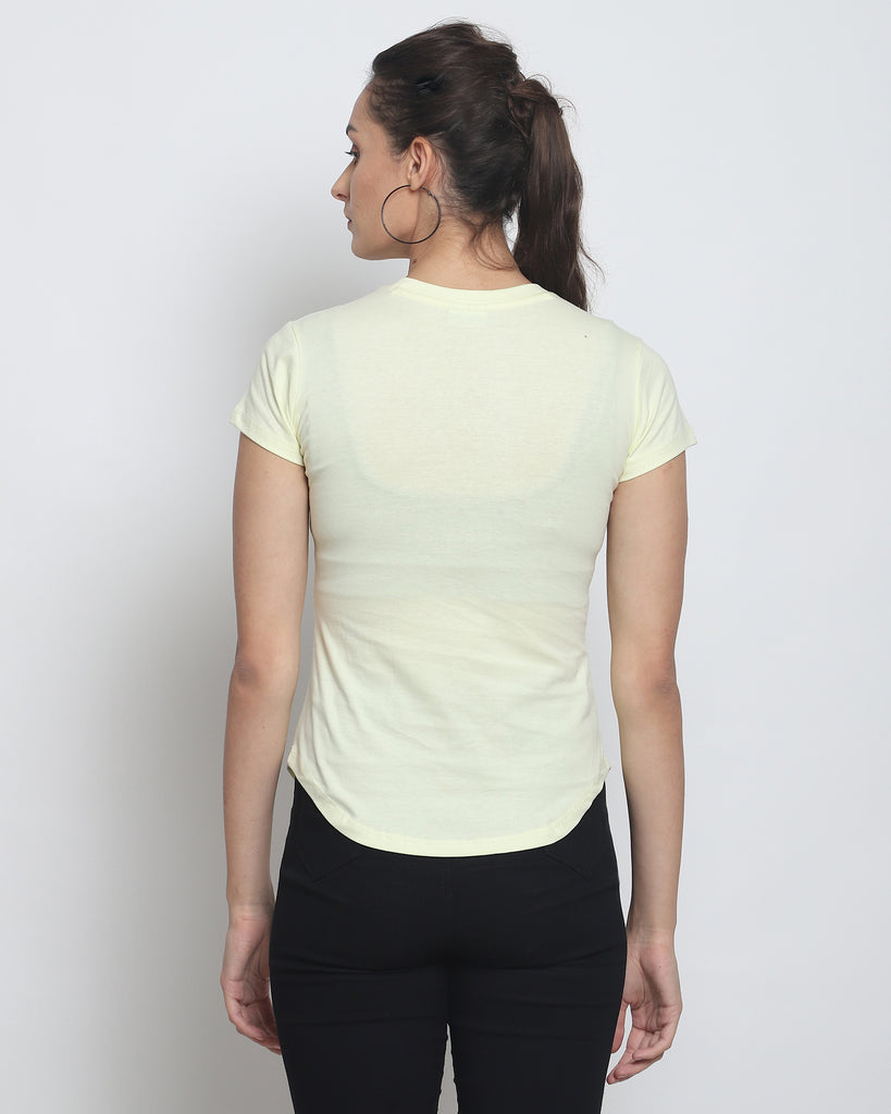 Women Crew Neck Top: Lemon Chiffon