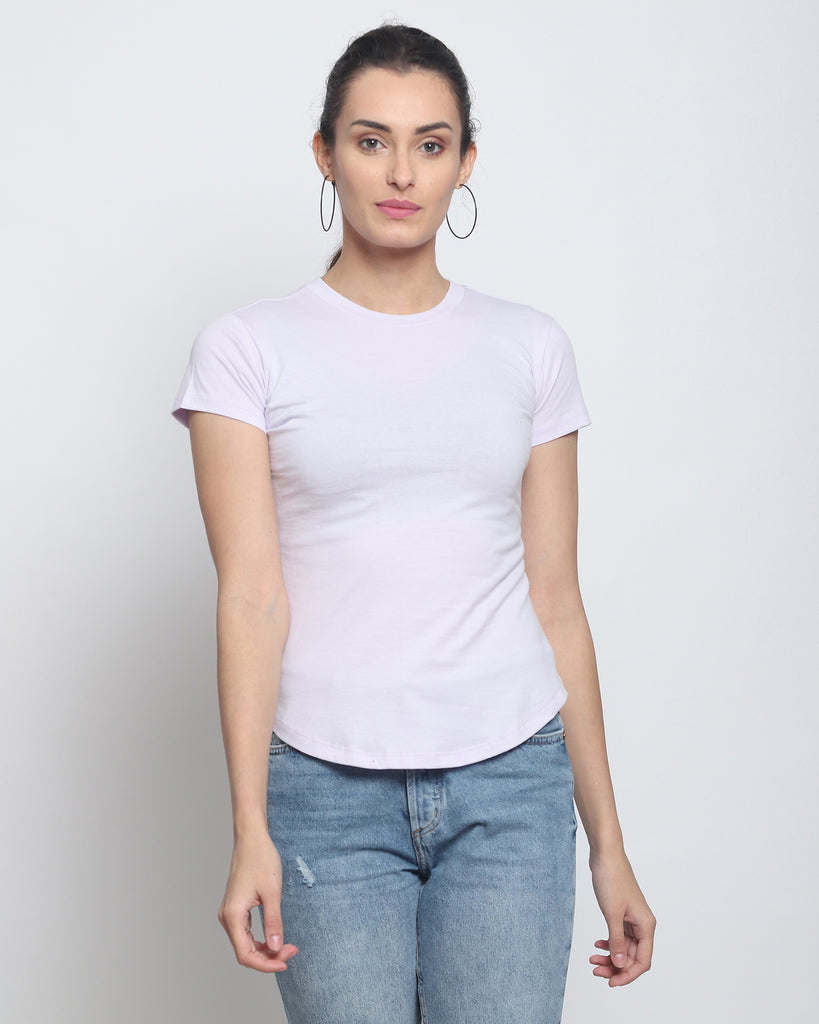 Melangebox Women Crew Neck Top: Lilac