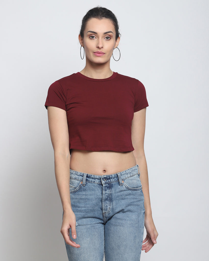 Melangebox Crop Top: Maroon