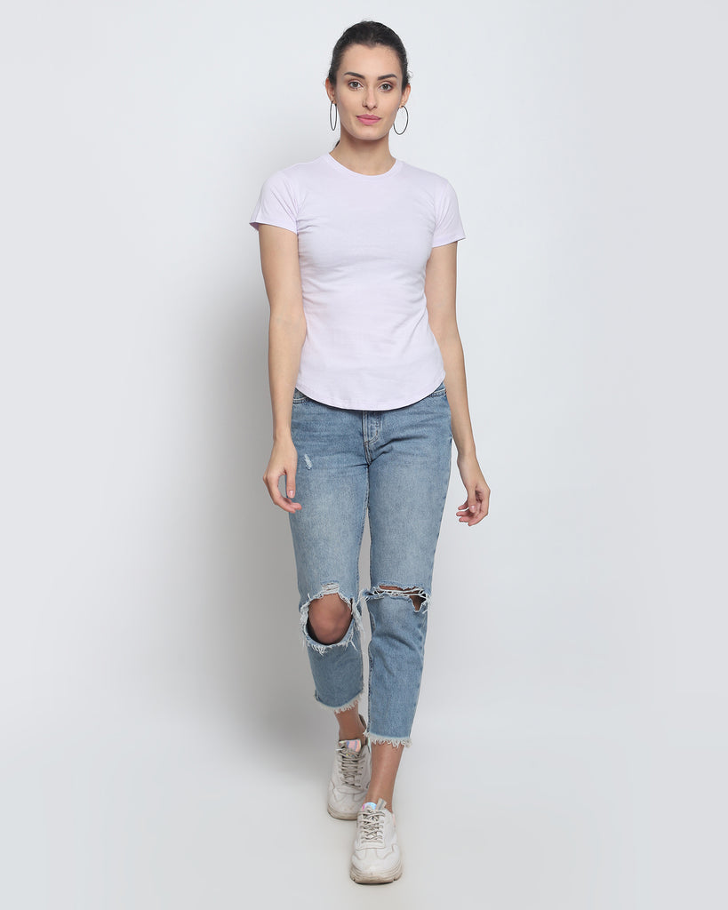 Melangebox Women Crew Neck Top: Lilac