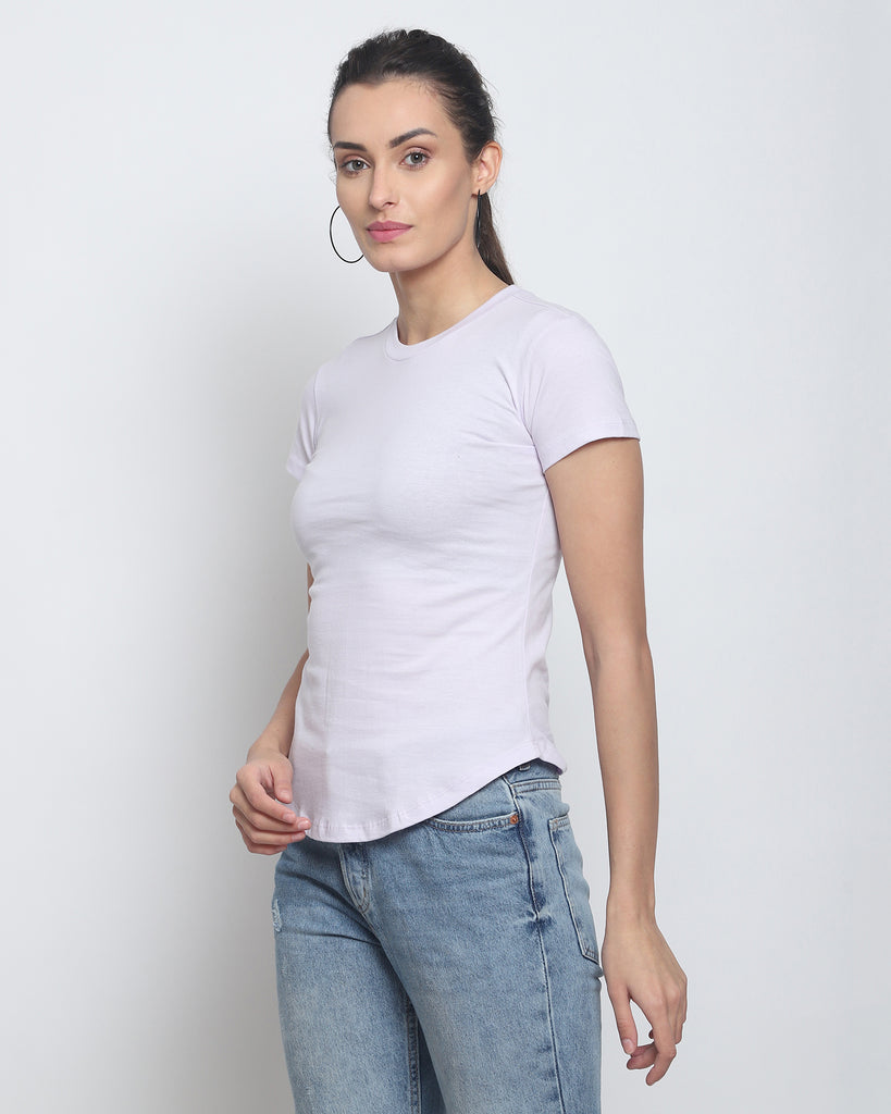 Melangebox Women Crew Neck Top: Lilac