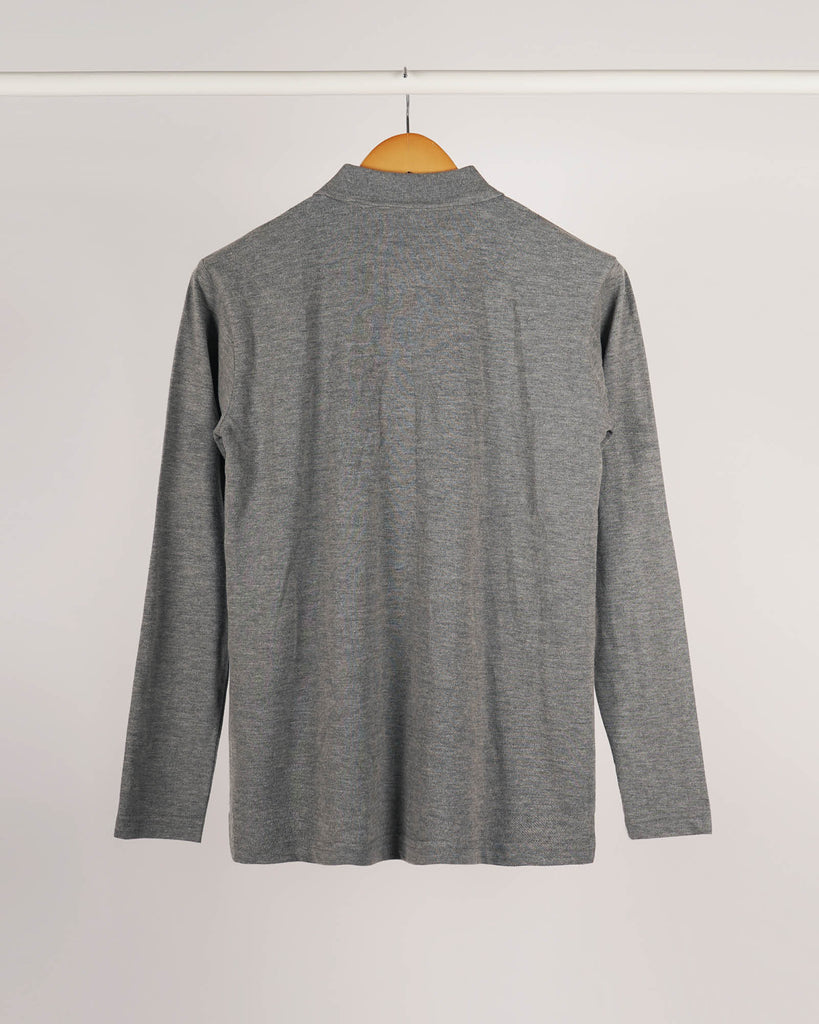 Full Sleeves Polo Tee: Grey Melange
