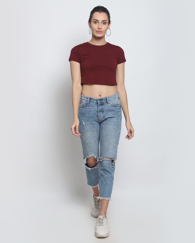 Melangebox Crop Top: Maroon