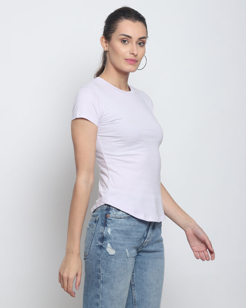 Melangebox Women Crew Neck Top: Lilac