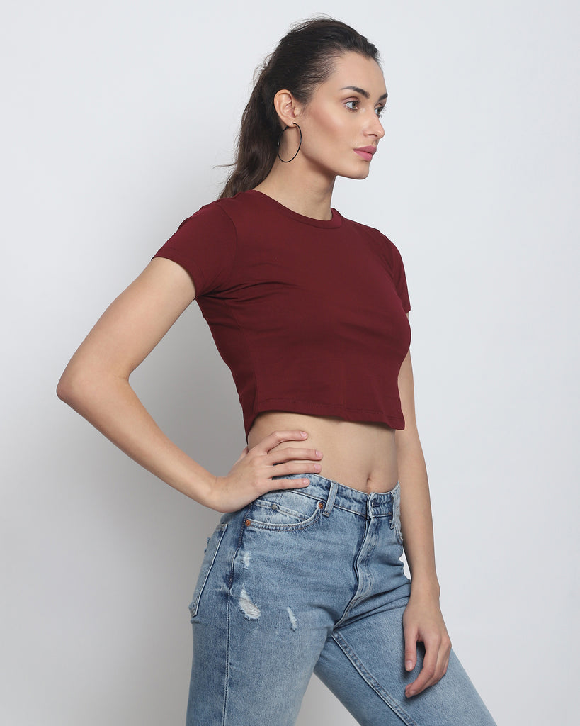 Melangebox Crop Top: Maroon