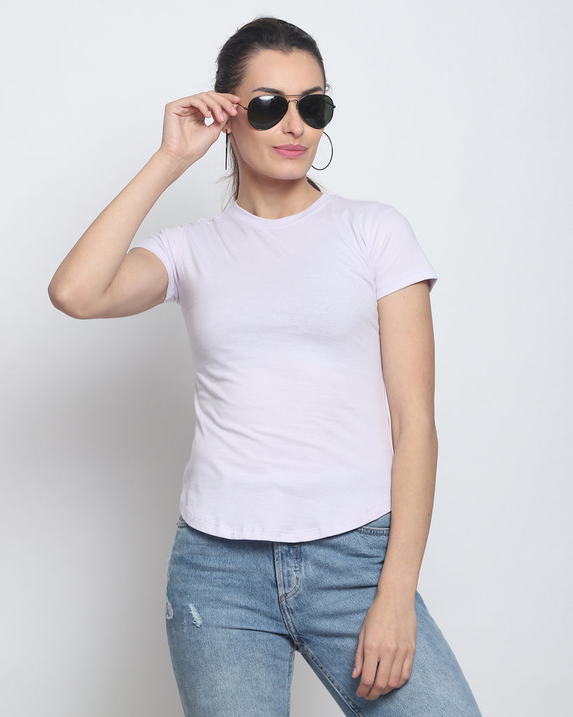 Melangebox Women Crew Neck Top: Lilac