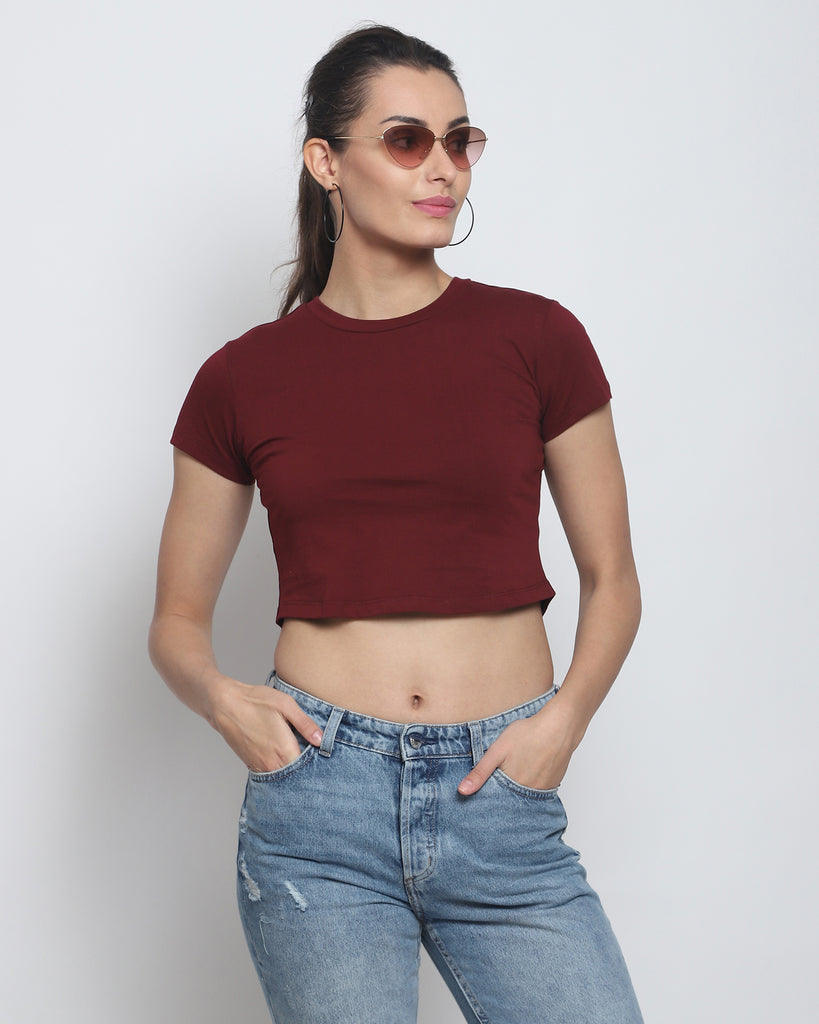 Melangebox Crop Top: Maroon