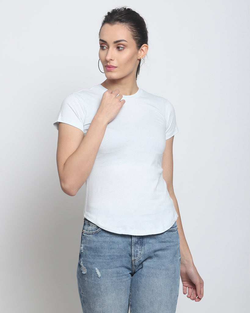 Melangebox Women Crew Neck Top: Morning Mist