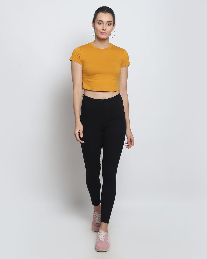 Melangebox Crop Top: Solid Mustard