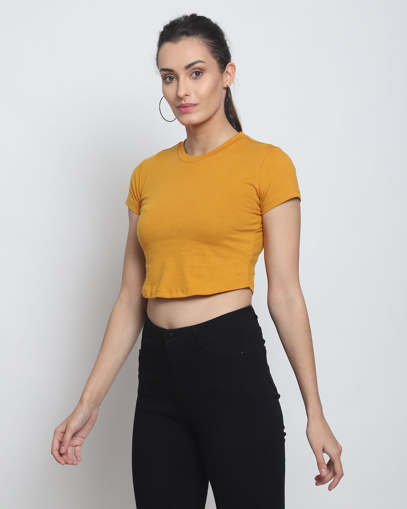 Melangebox Crop Top: Solid Mustard