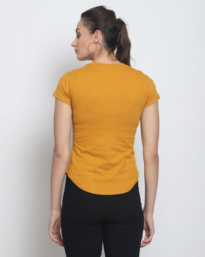 Melangebox Women Crew Neck Top: Mustard