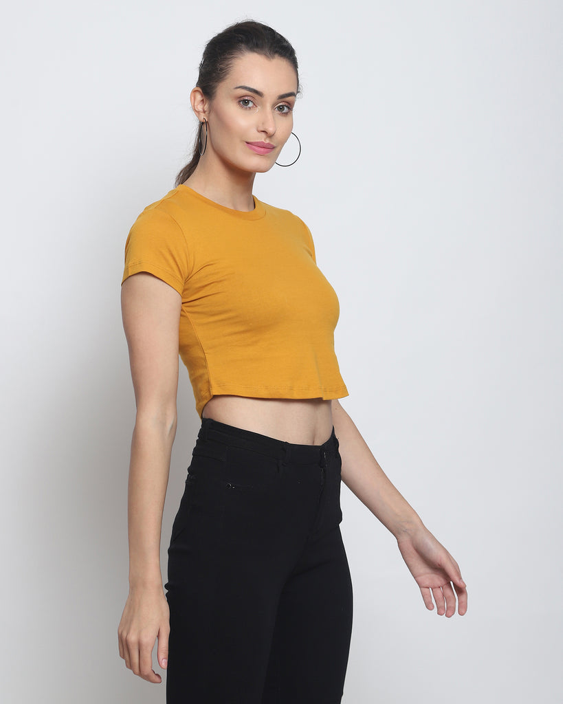 Melangebox Crop Top: Solid Mustard