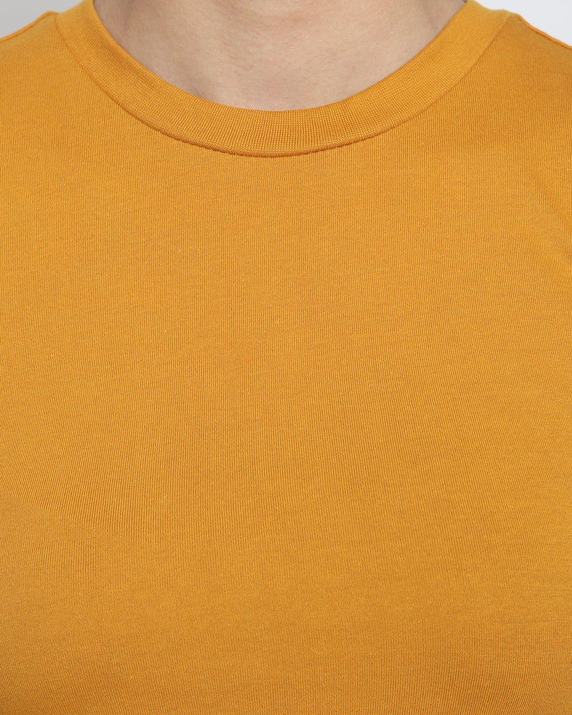 Melangebox Women Crew Neck Top: Mustard