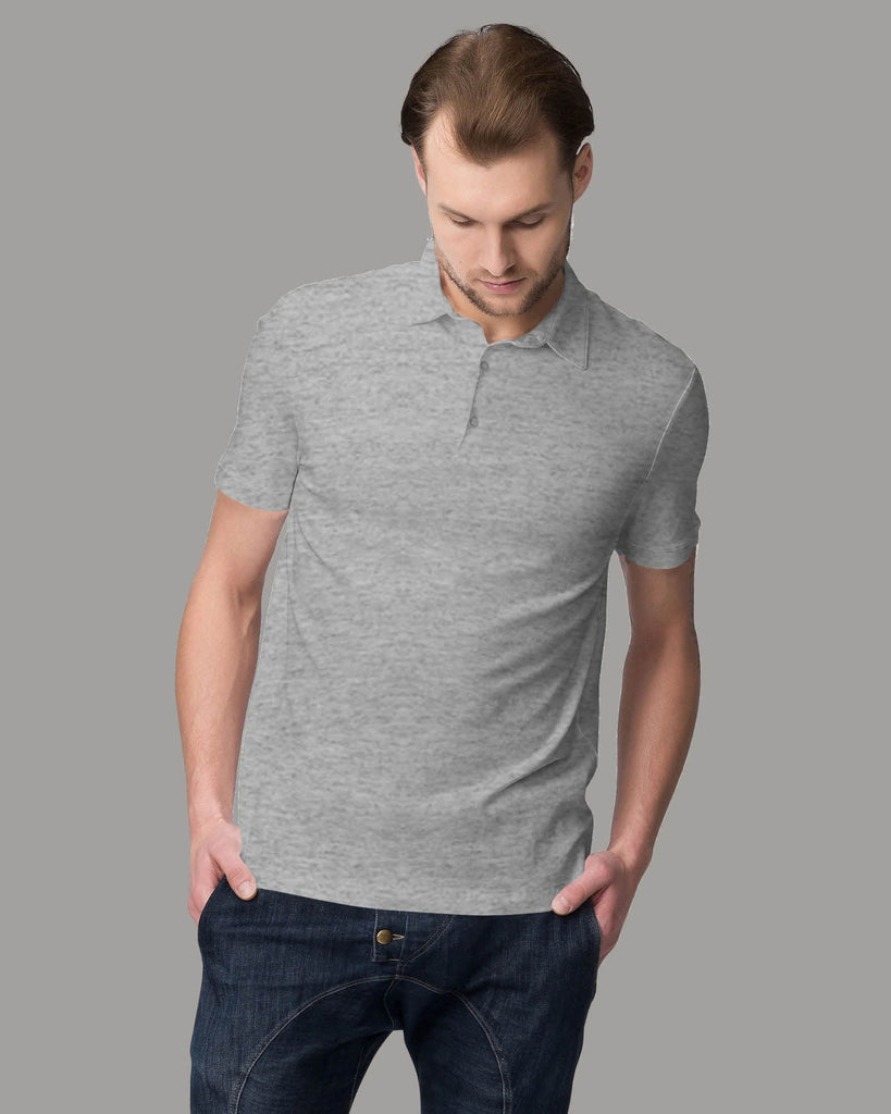Polo Tee: Grey Melange