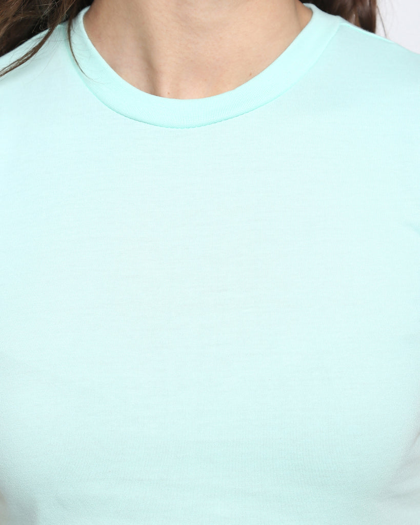 Women Crew Neck Top: Pale Green