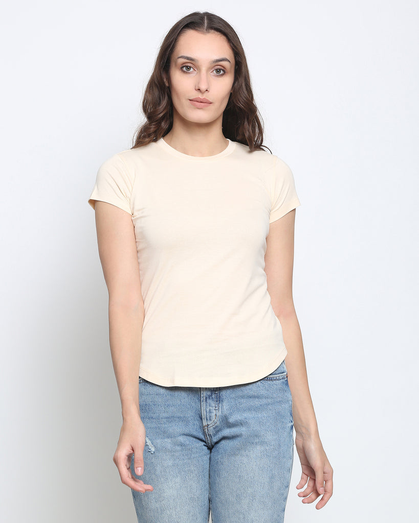 Melangebox Women Crew Neck Top: Pale Ivory