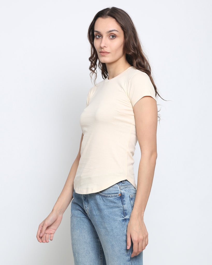 Melangebox Women Crew Neck Top: Pale Ivory