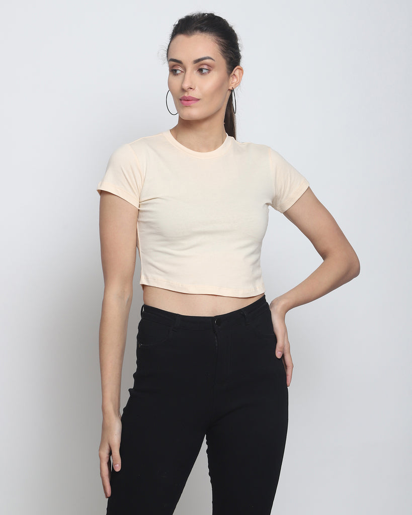 Melangebox Crop Top: Solid Pale Ivory