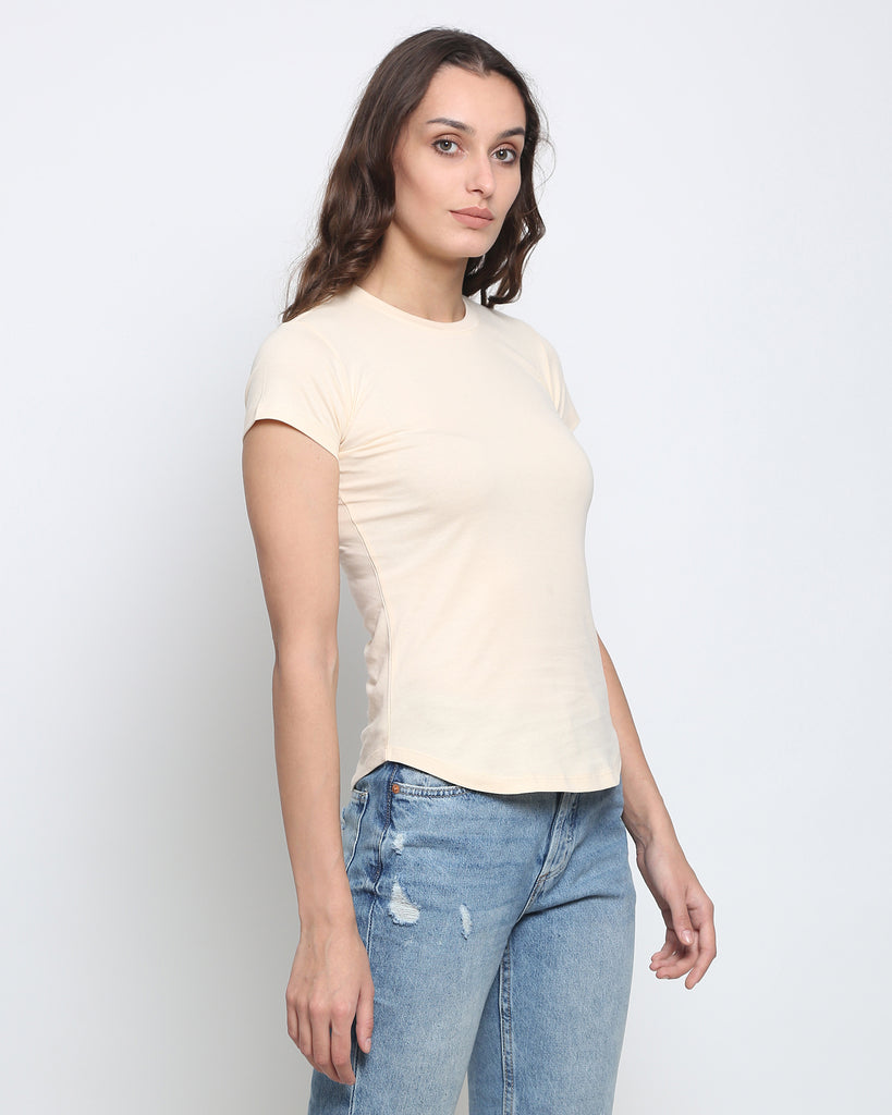 Women Crew Neck Top: Pale Ivory