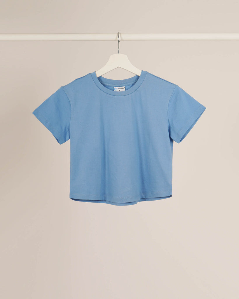 Melangebox Crop Top: Solid Cyan Blue