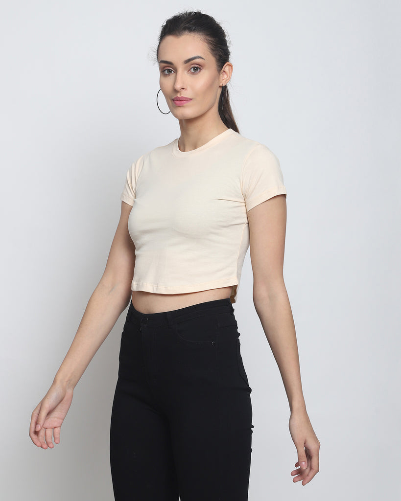 Melangebox Crop Top: Solid Pale Ivory