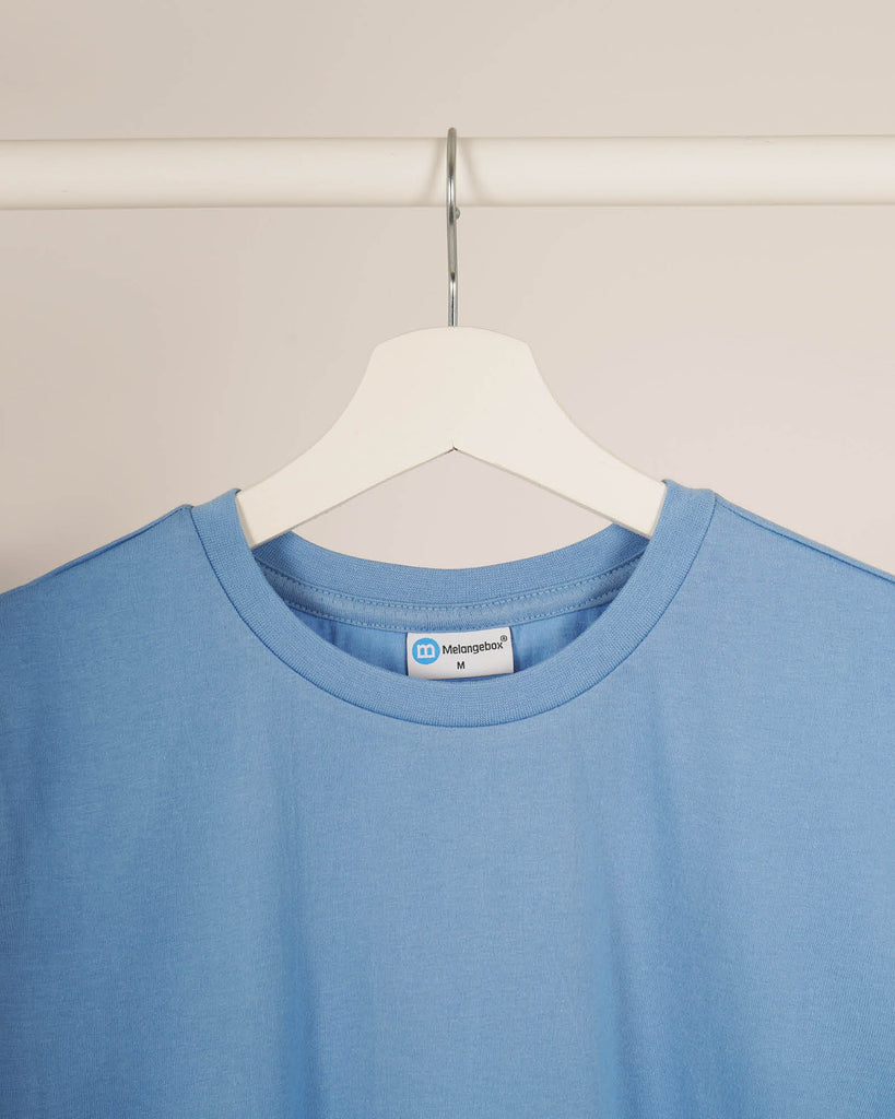 Melangebox Crop Top: Solid Cyan Blue