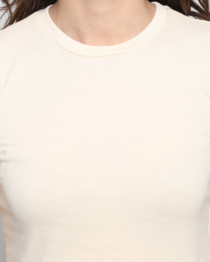 Women Crew Neck Top: Pale Ivory